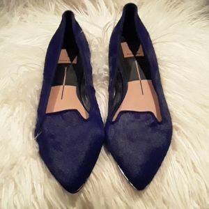 Dolce Vita sz 8 black pointed toe faux fur flats